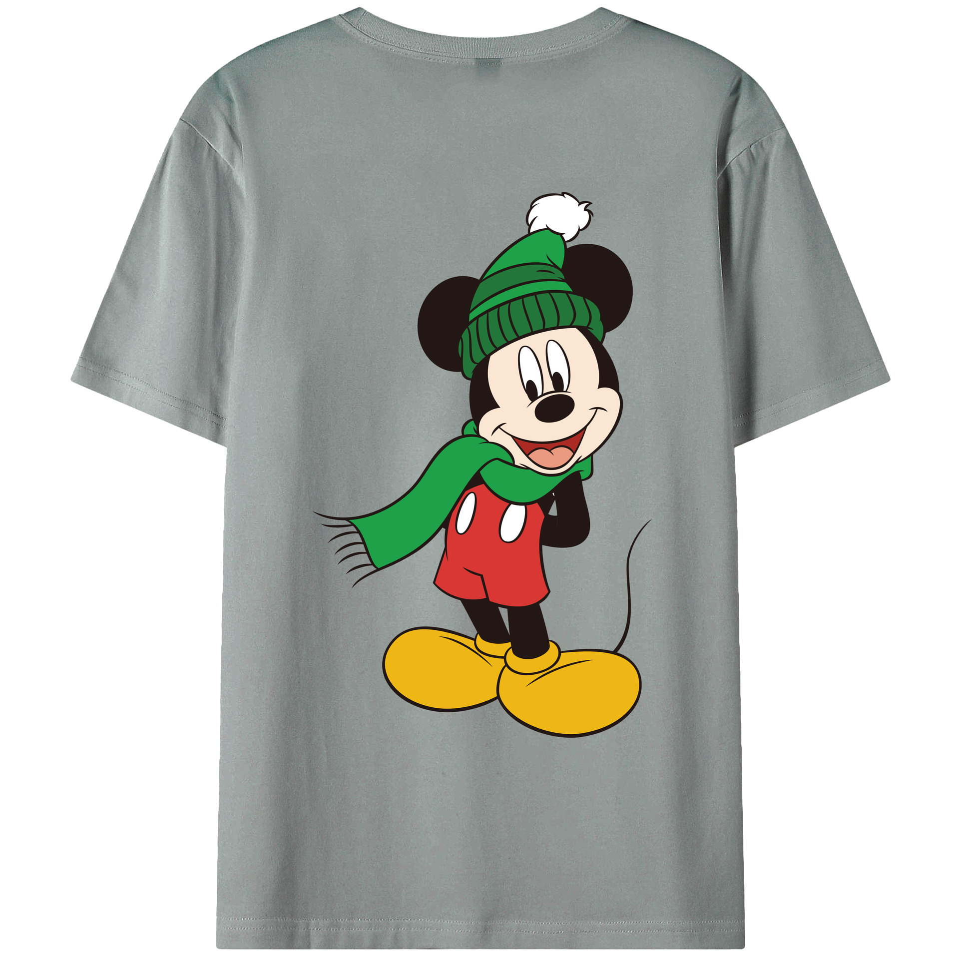 （画像用） ミッキーマウス Mickey Mouse 綿100％ メンズ半袖Tシャツ（バックプリント） 通気性